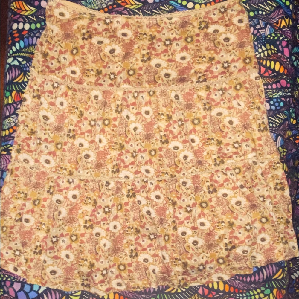 FREE PEOPLE Floral Tiered Skirt Size M